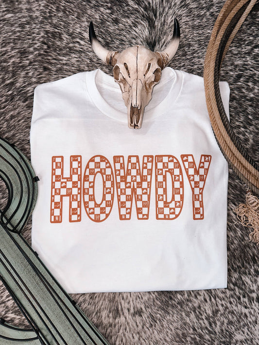 Retro HOWDY Checkered Tee