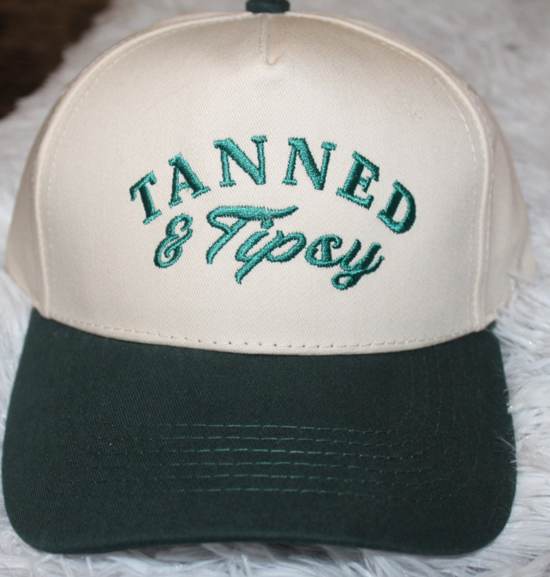 Tanned & Tipsy Embroidered Trucker Hat | Adjustable Snapback