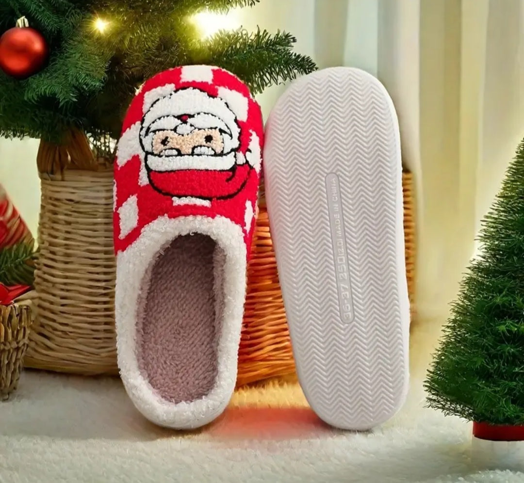 Santa Checkered Christmas Slippers
