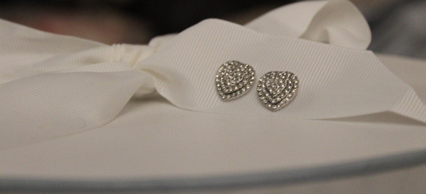 Crystal Crush Heart Studs – Silver