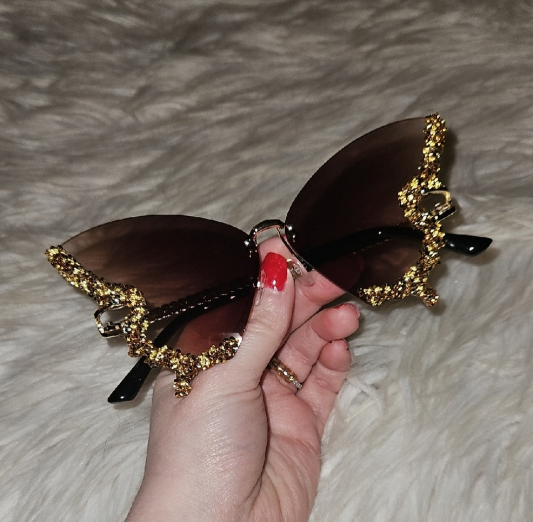 Y2K Butterfly Rhinestone Sunglasses