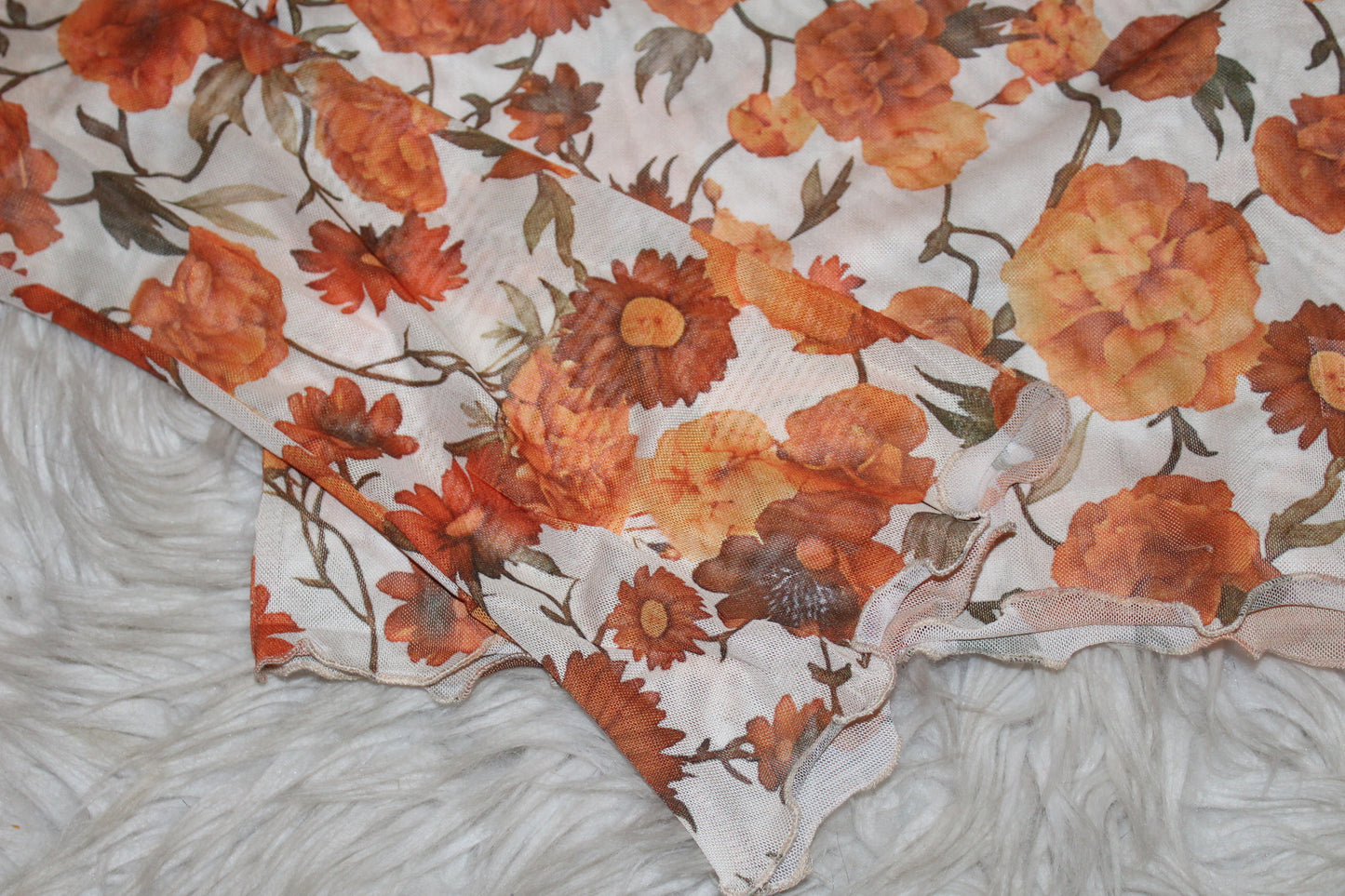 Golden Bloom Mesh Top