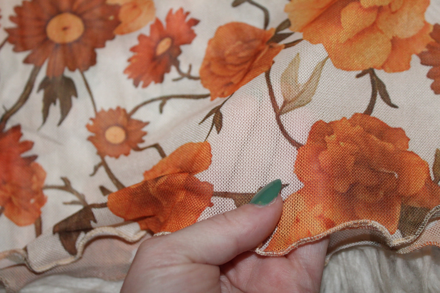 Golden Bloom Mesh Top