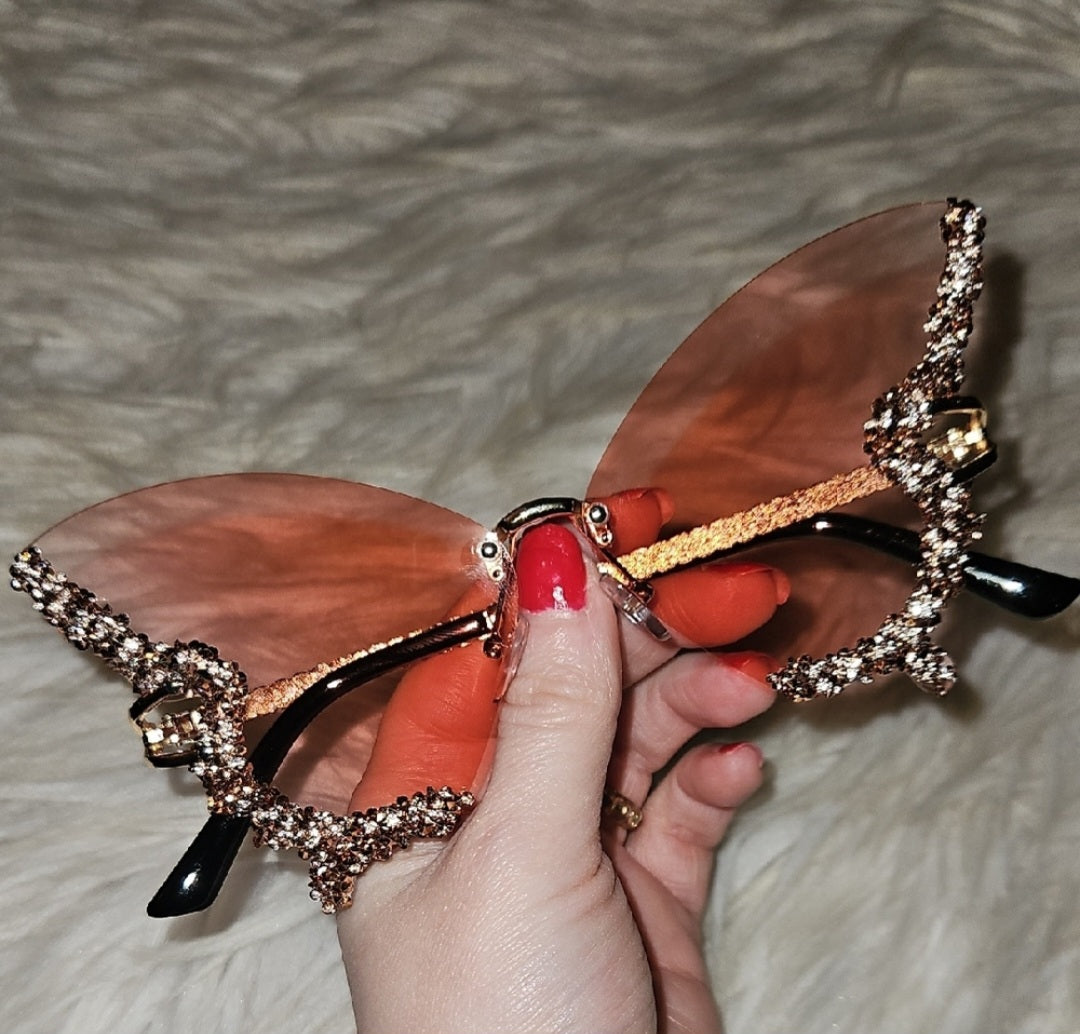 Y2K Butterfly Rhinestone Sunglasses