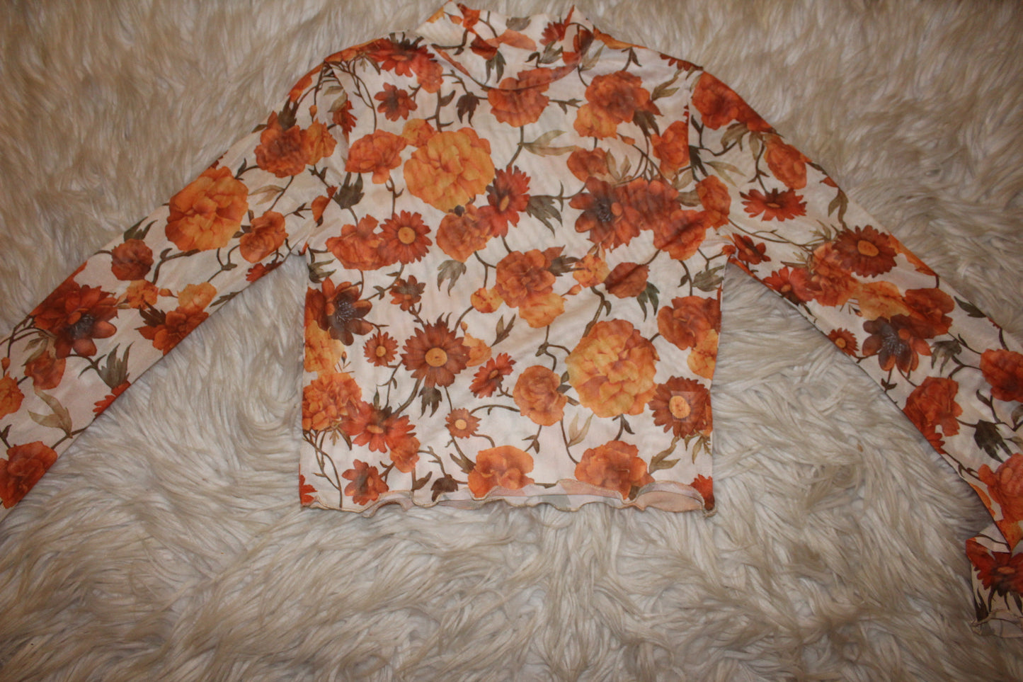 Golden Bloom Mesh Top