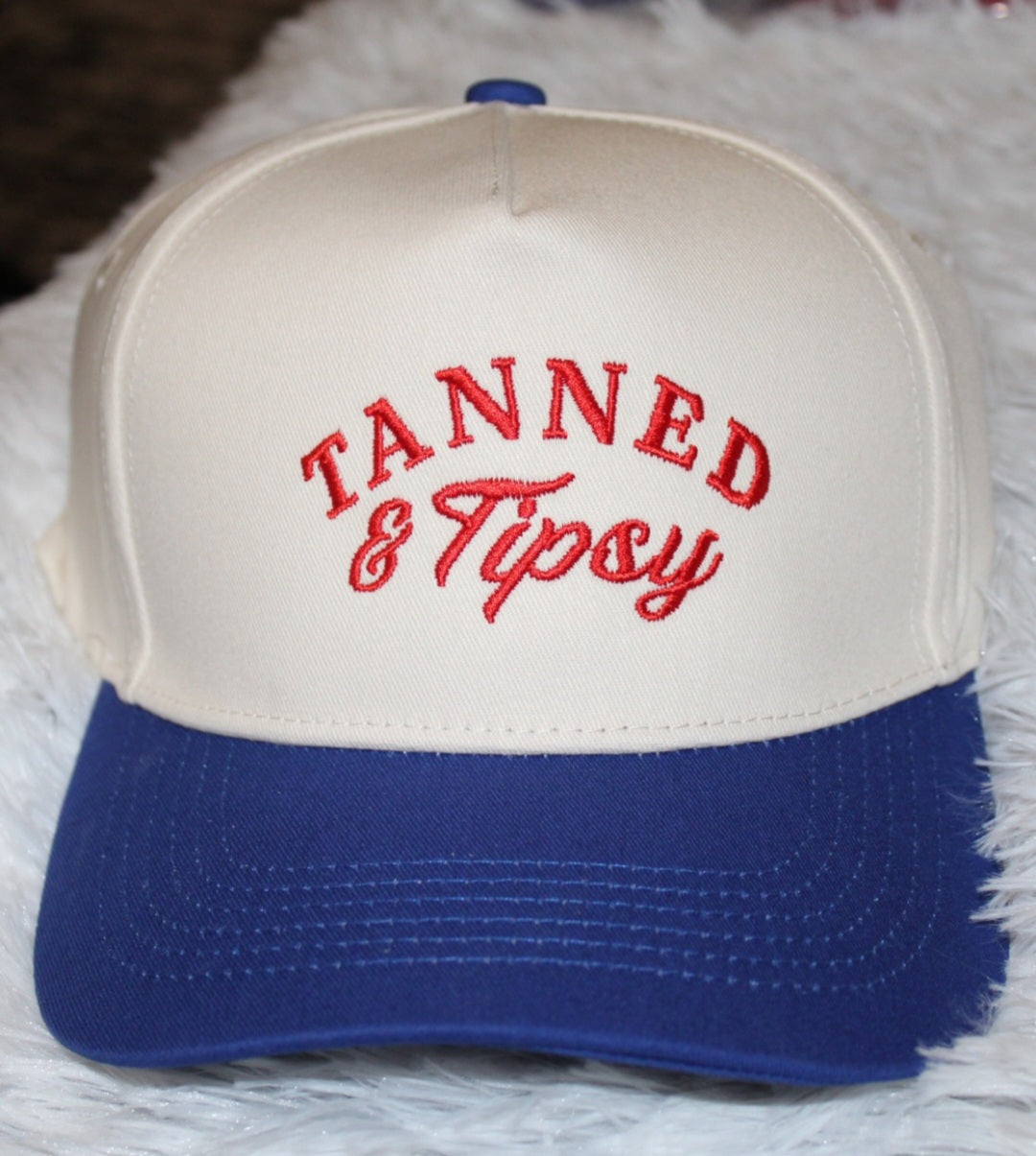 Tanned & Tipsy Embroidered Trucker Hat | Adjustable Snapback
