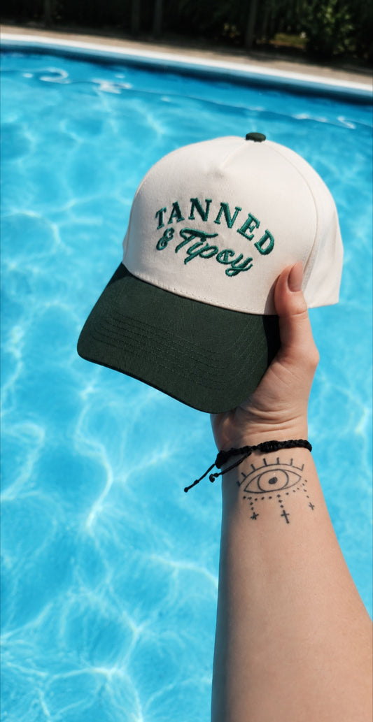 Tanned & Tipsy Embroidered Trucker Hat | Adjustable Snapback