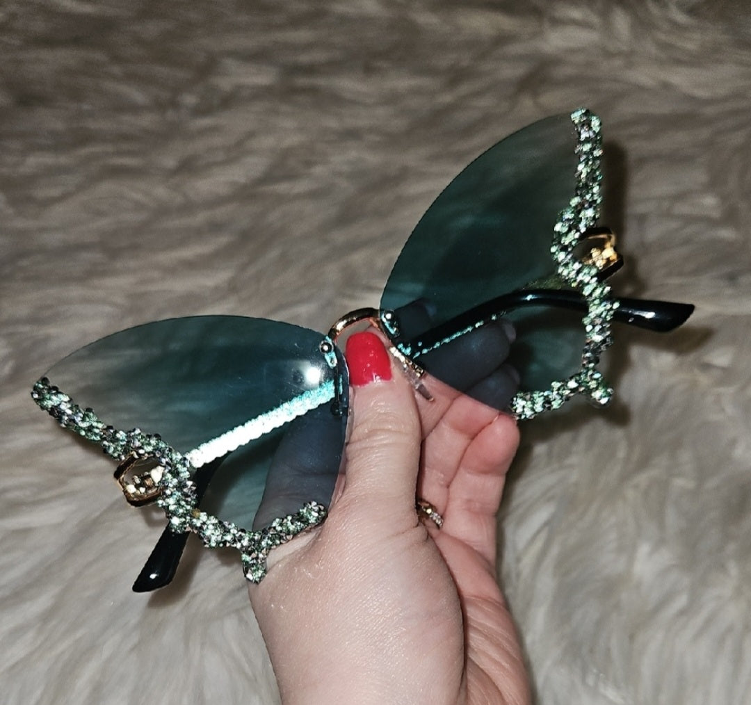 Y2K Butterfly Rhinestone Sunglasses
