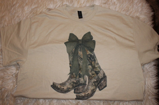 Camo Coquette Boots Tee